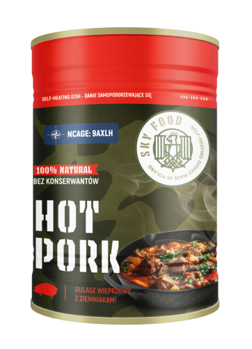 Gotowy posiłek survivalowy – gulasz wieprzowy w praktycznym opakowaniu samopodgrzewającym się www.adolfkudlinski.pl